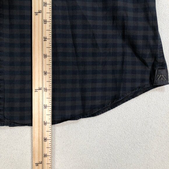 Zegna Sport Black Watch Shirt Men's M Black Brown Gingham Plaid Twisted‎ Cotton - Picture 11 of 16